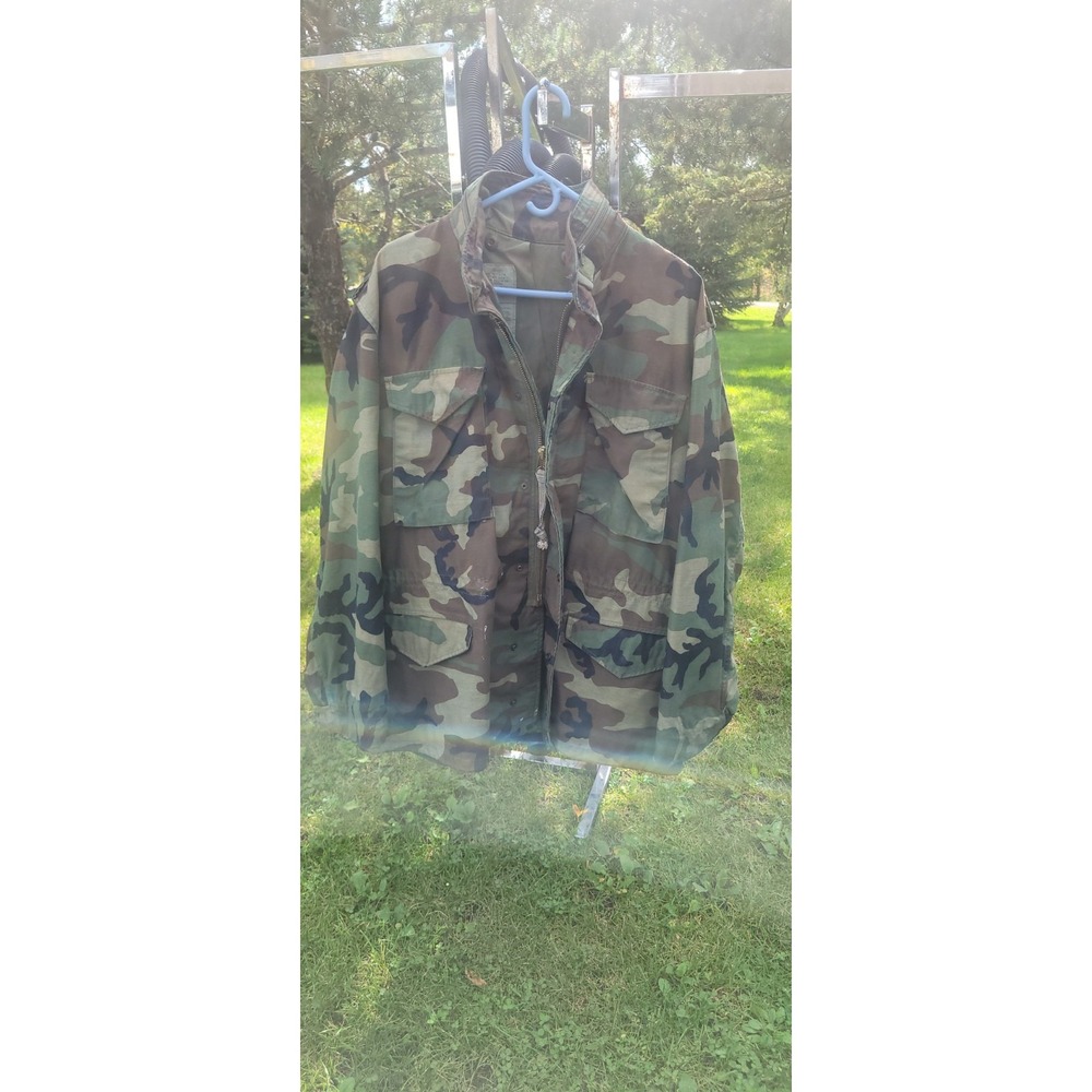 Vintage US Military M65 Field Jacket Mens Large Reg Woodland Camo Cold Weather